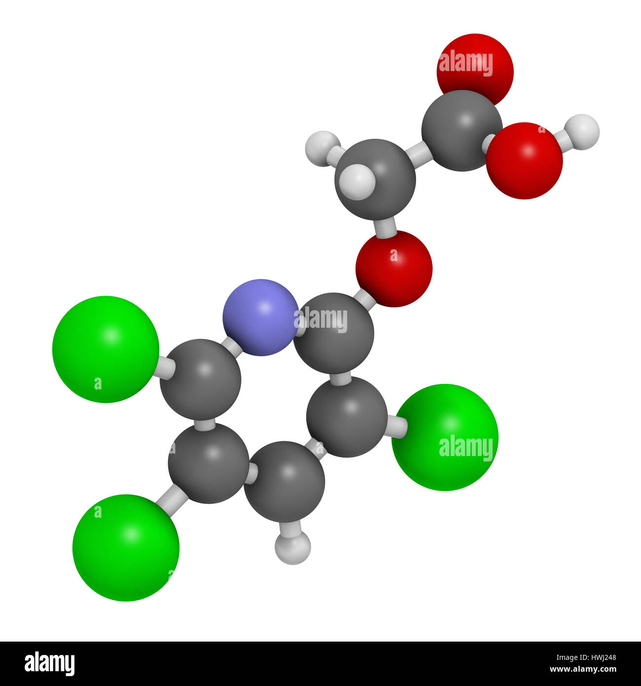 Triclopyr herbicide (broadleaf weed killer) molecule. 3D rendering. Atoms  are represented as spheres with conventional color coding: hydrogen (white  Stock Photo - Alamy