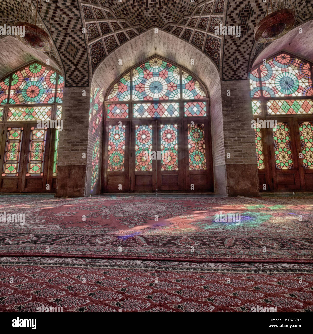 in iran blur colors from the windows the old mosque traditional scenic ...