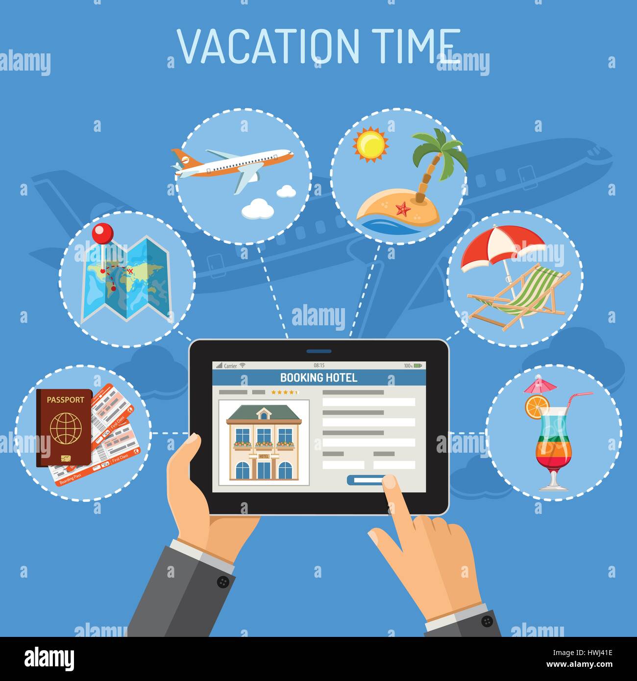 Vacation and Tourism Concept Stock Vector