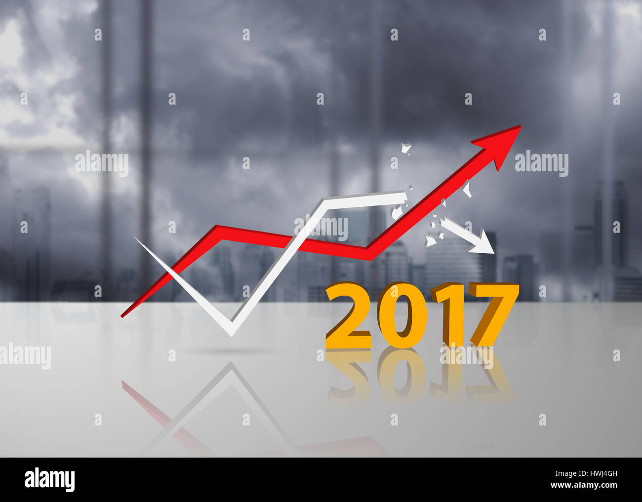 Trends 2017 concept with increasing and decreasing graphs Stock Photo