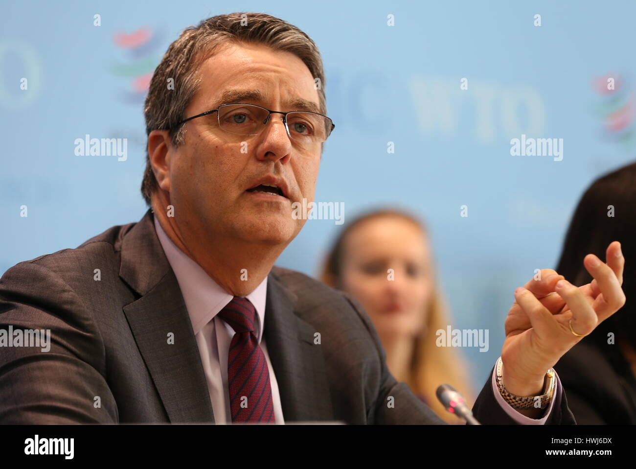 Brazilian Roberto Azevêdo on 22 Feb. 2017 when the World Trade Organization's Trade Facilitation Agreement (TFA) came into force at the WTO in Geneva. Stock Photo
