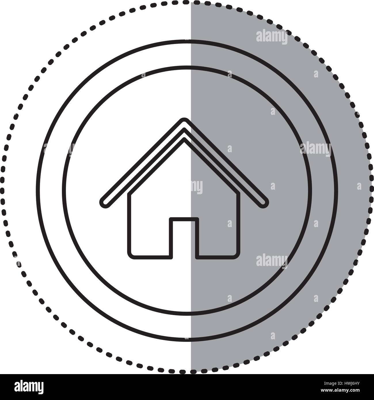 round symbol house with roof and door icon Stock Vector Image & Art - Alamy