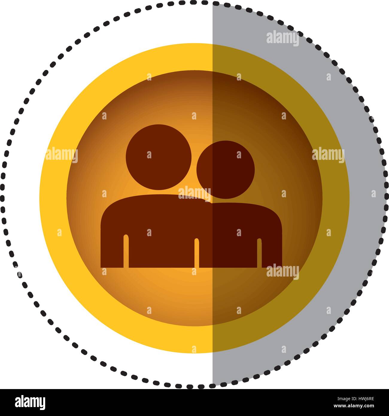 yellow round symbol people together contact icon Stock Vector Image ...