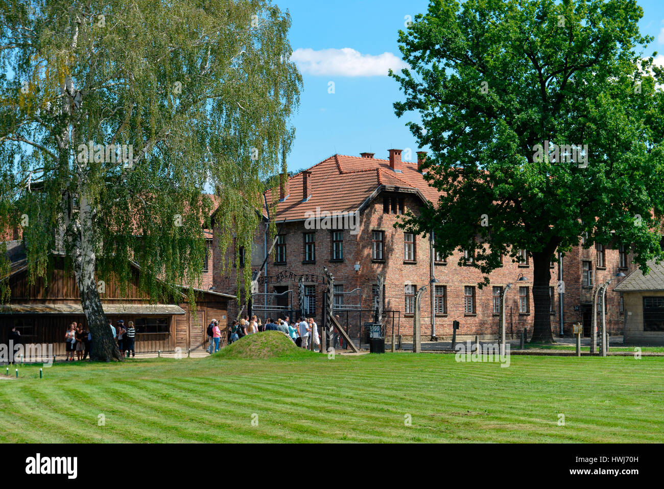 Eingangstor, Stammlager I, Konzentrationslager, Auschwitz-Birkenau, Auschwitz, Polen Stock Photo