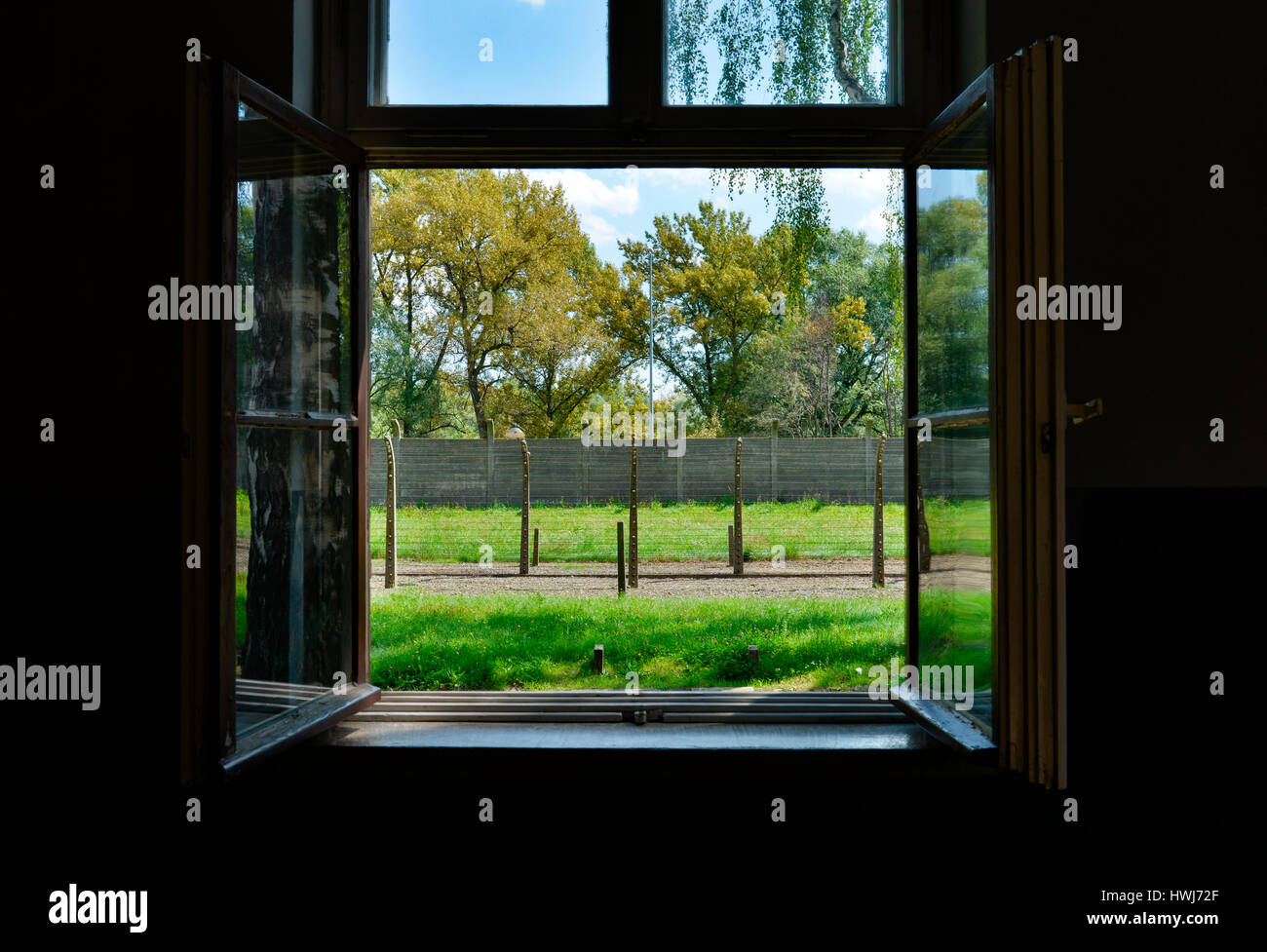 Fenster, Stammlager I, Konzentrationslager, Auschwitz-Birkenau, Auschwitz, Polen Stock Photo