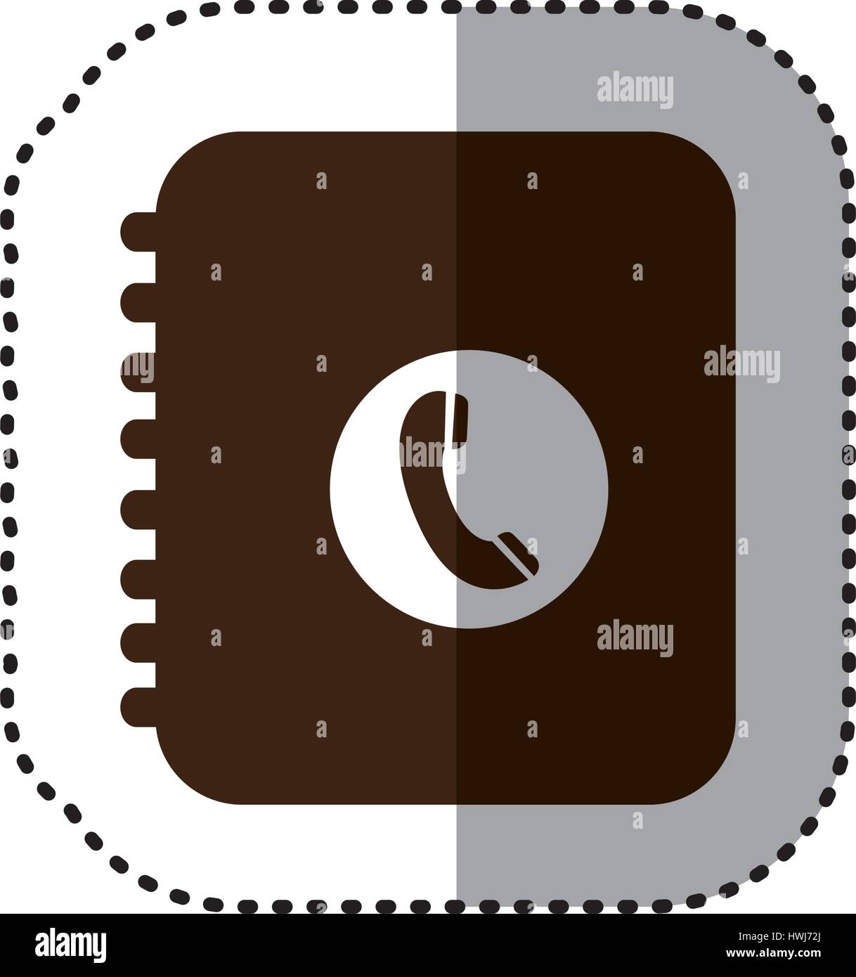 brown notebook with phone sign icon Stock Vector Image & Art - Alamy