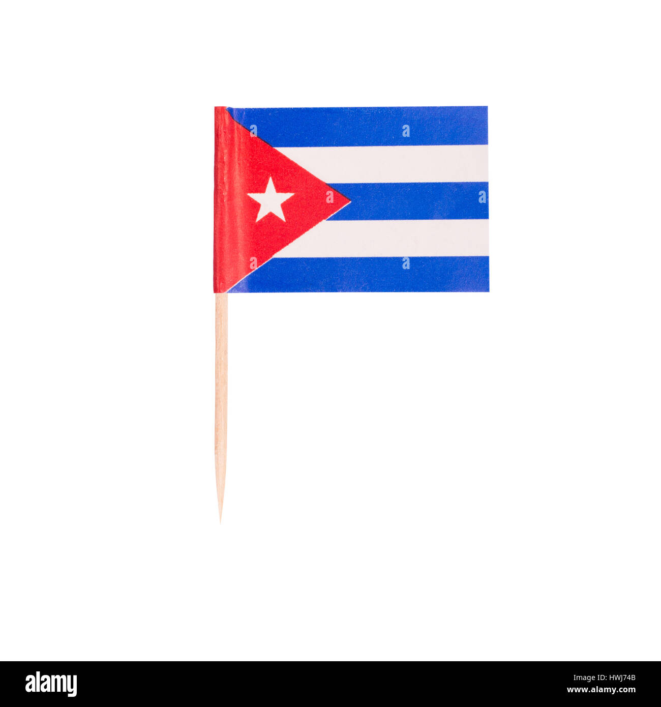 Toothpick Flag Cuba. Paper Cuban flag . Isolated on white background Stock Photo