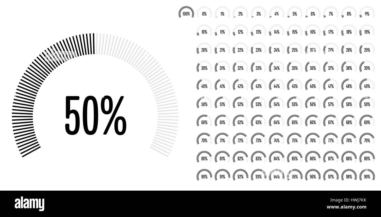 Set of circle percentage diagrams from 0 to 100 for web design, user ...