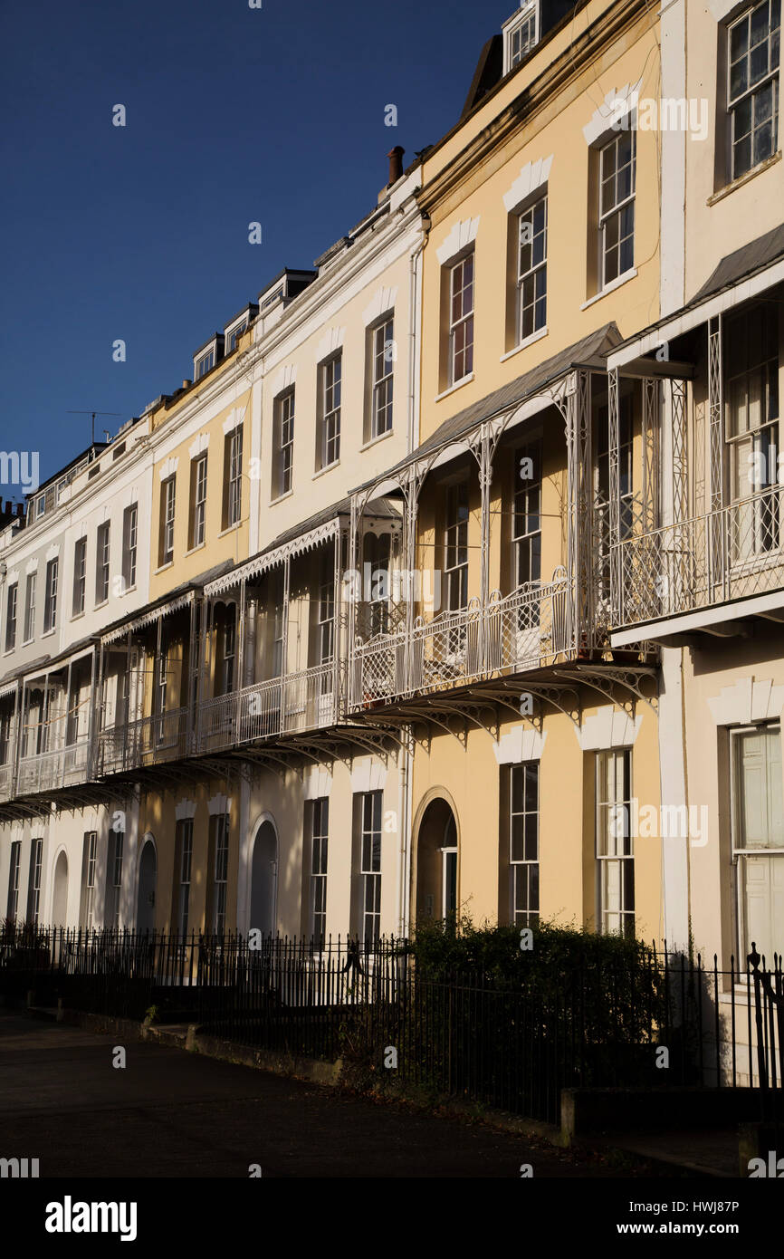 Facades of houses on Royal York Cresent in the Clifton district of