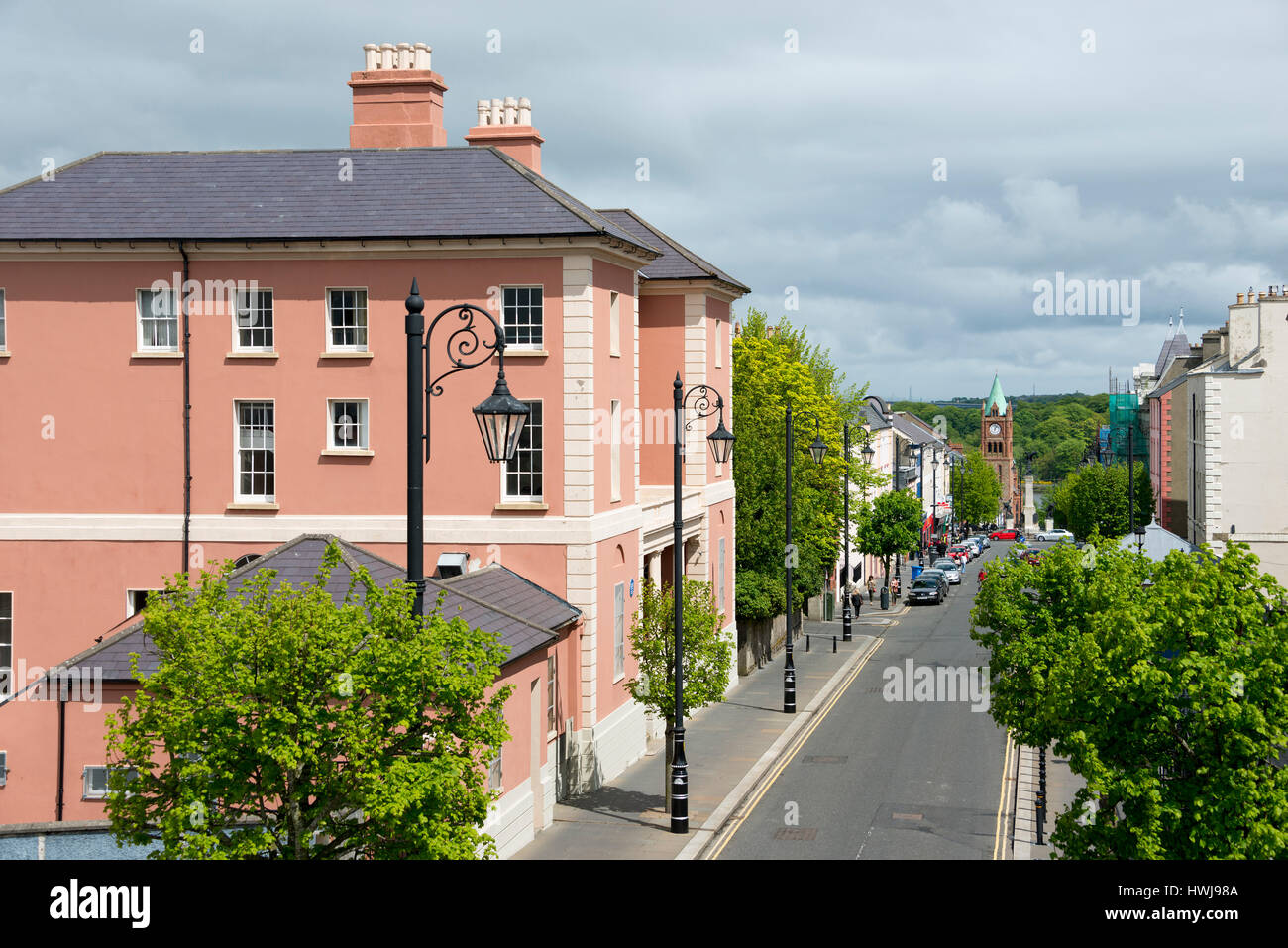 View along Bishop Street from the historic walls of Derry, Londonderry, Northern Ireland, Great Britain Stock Photo