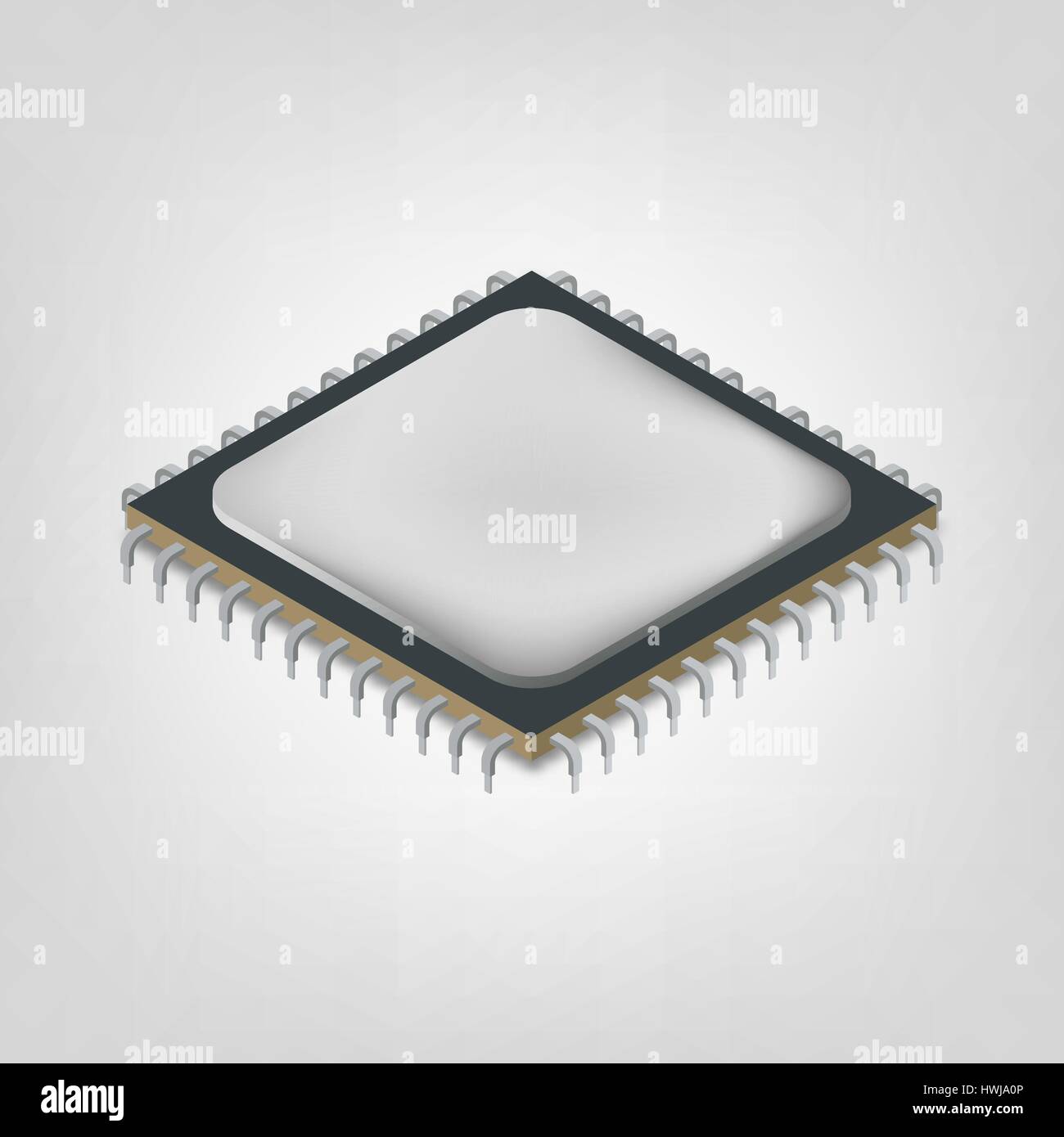 Central processing unit in an isometric view, isolated on white background. Element of design electronic components of digital devices and computer, v Stock Vector