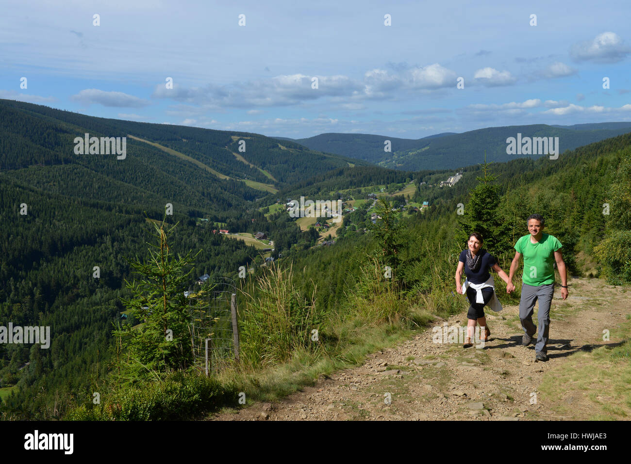 Wanderweg zum Berg Krakonos, Riesengebirge, Tschechien Stock Photo