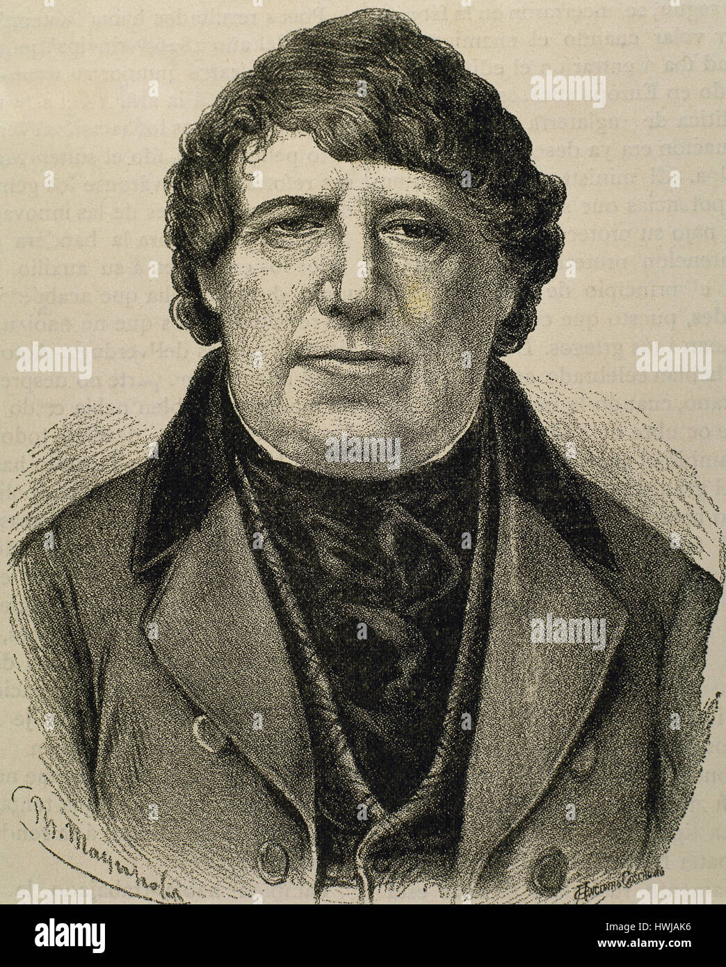 Daniel O'Connell (1775-1847). Irish political leader. Portrait. Engraving. Stock Photo