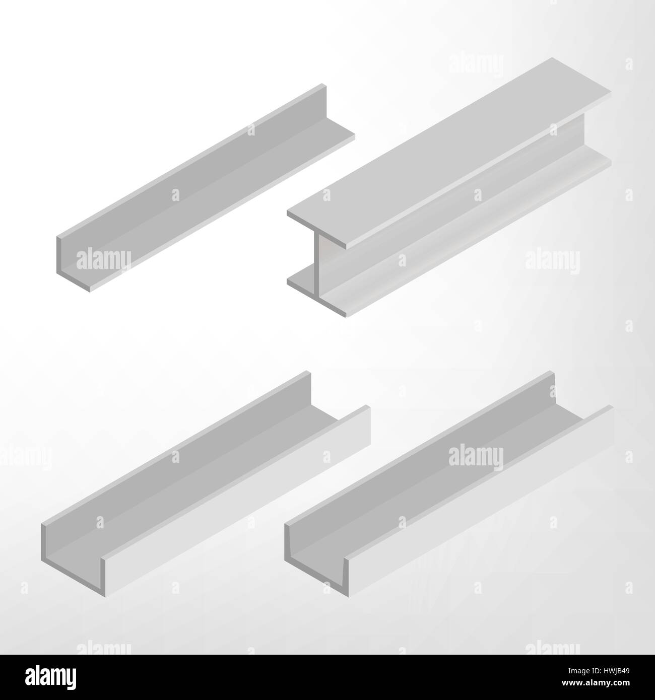 Steel beam isolated on white background. Design elements for the
