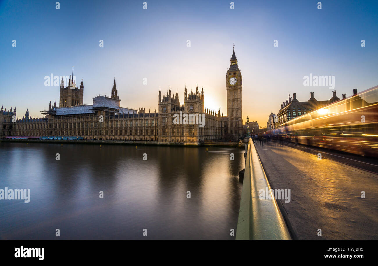 Big Ben and the houses of Parliament in London at dusk Stock Photo