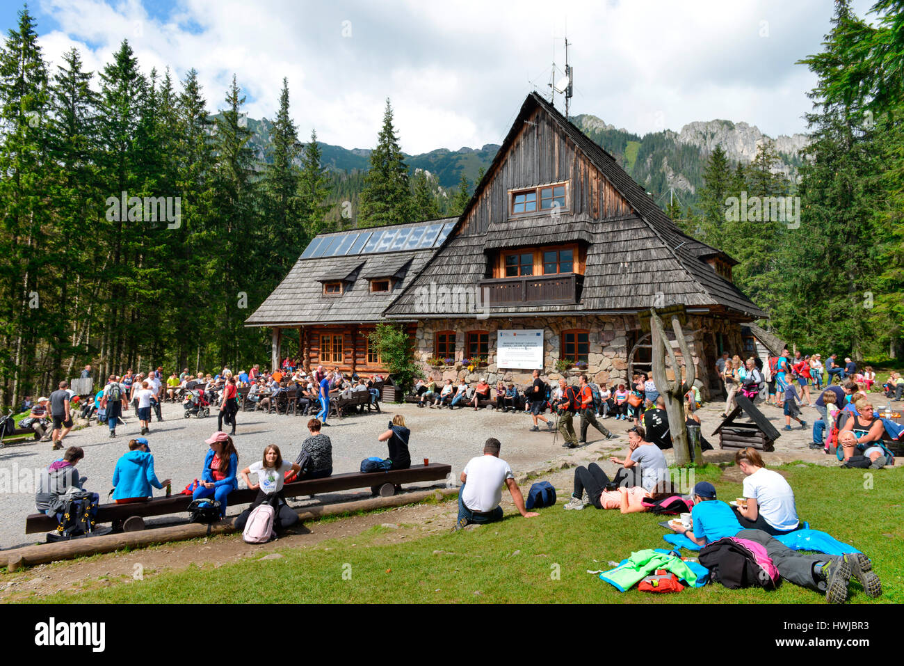 Berghuette, Schronisko Gorskie, Dolina Koscieliska, Hohe Tatra, Polen Stock Photo