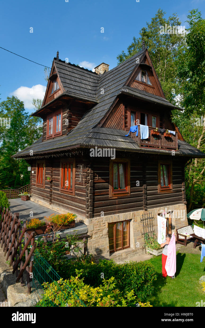 Traditionelles Holzhaus, Strazyska, Zakopane, Polen Stock Photo