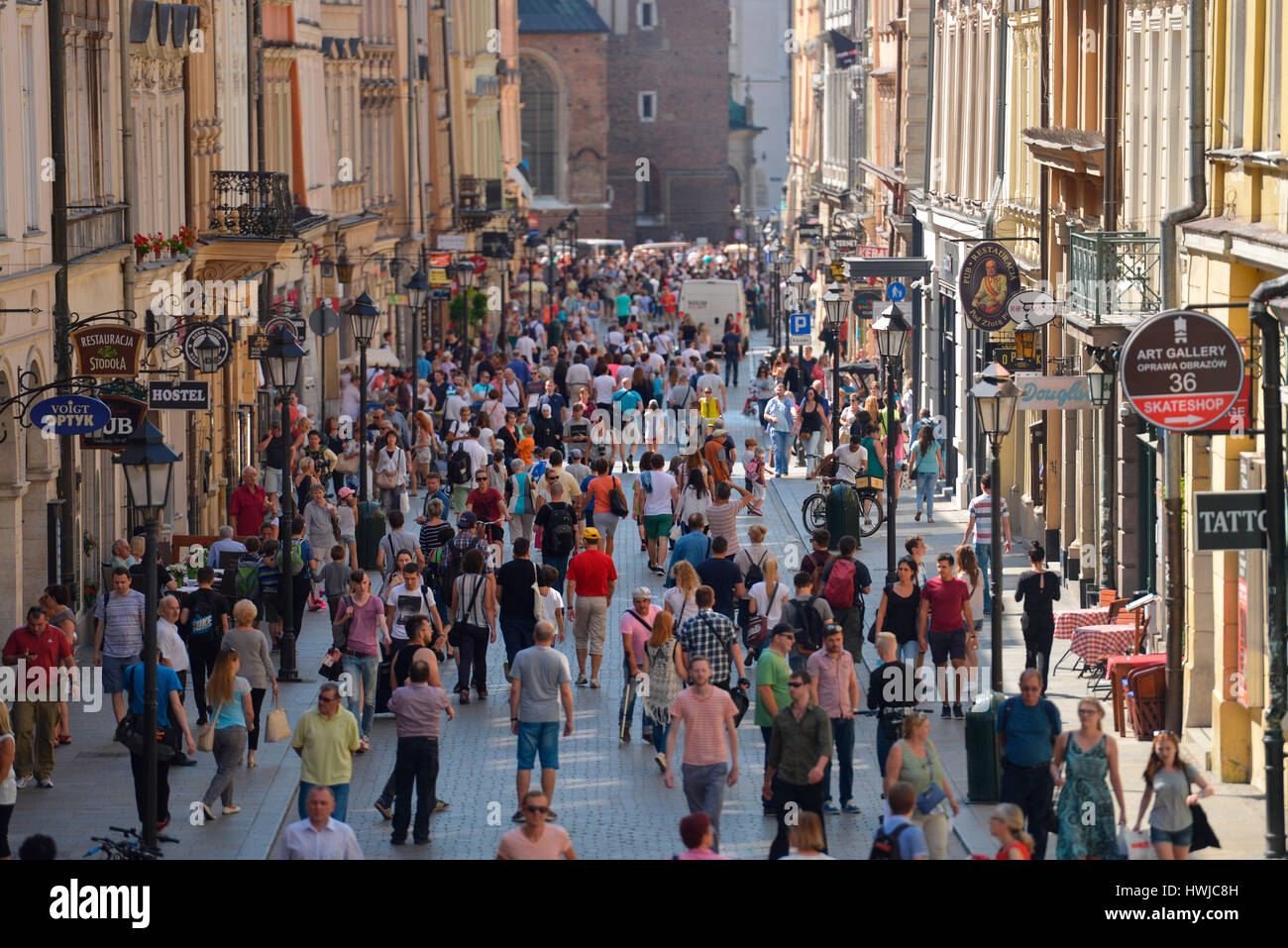 Passanten, Florianska, Krakau, Polen Stock Photo