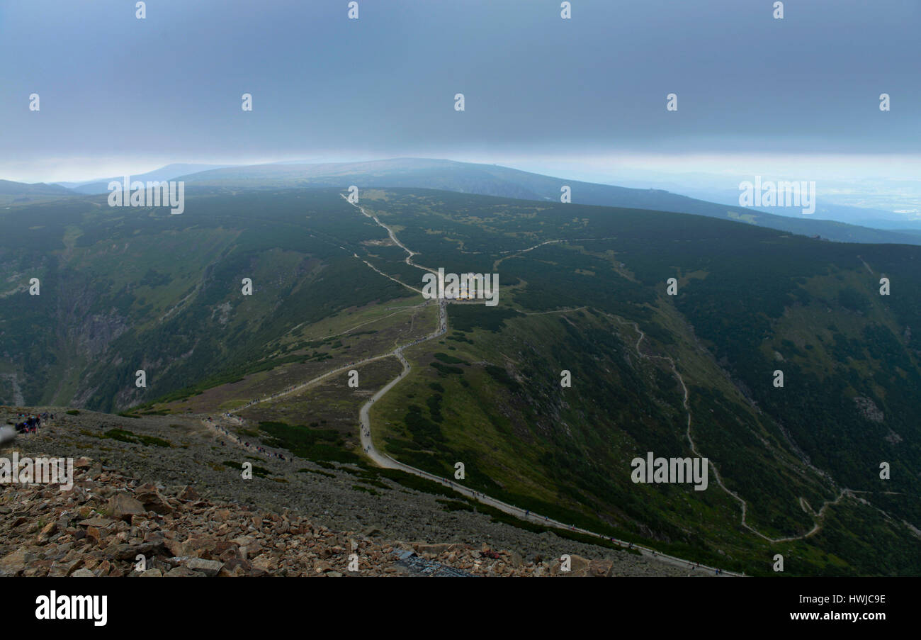 Wanderweg, Schneekoppe, Riesengebirge, Polen Stock Photo