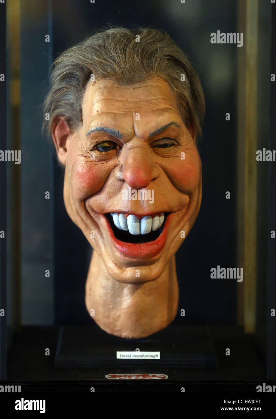 An original Spitting Image puppet of Sir David Attenborough during a