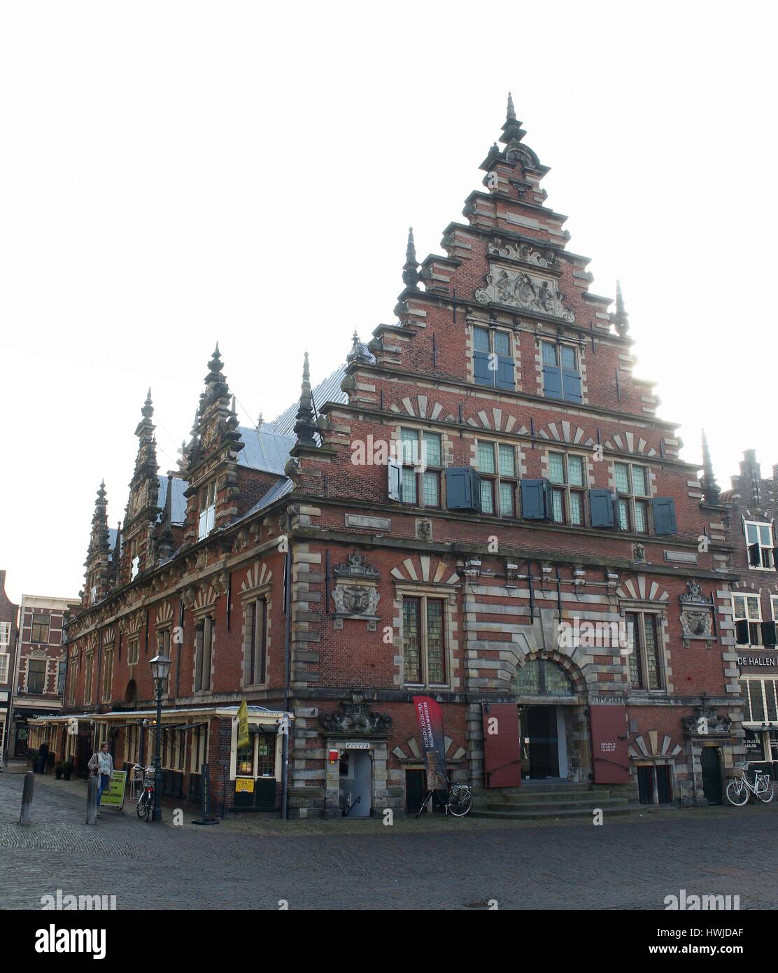 17th century Vleeshal (Meat Hall - museum) at Grote Markt square, Haarlem, The Netherlands (stitched image) Stock Photo