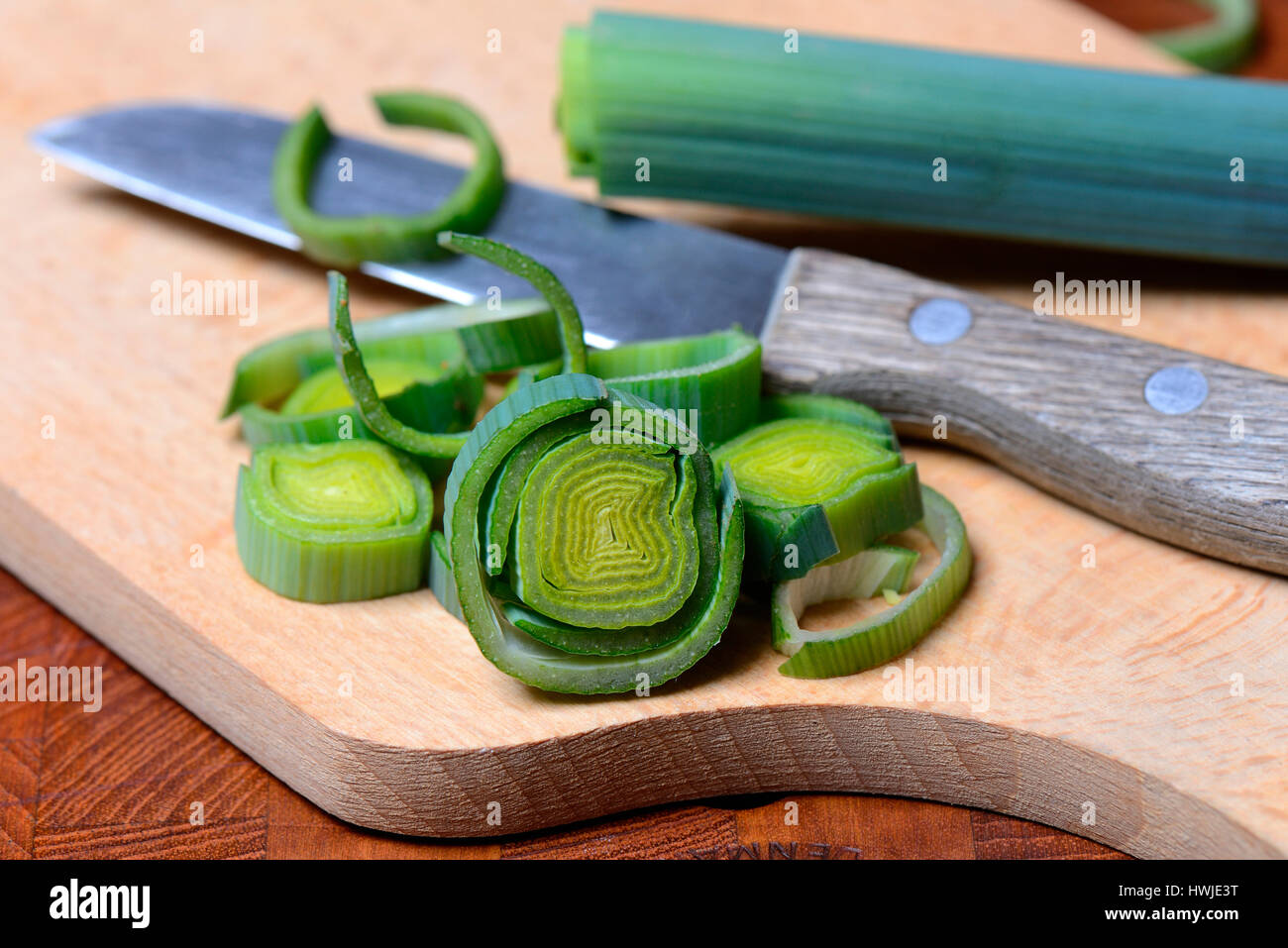 Porree, geschnitten, Allium porrum Stock Photo - Alamy