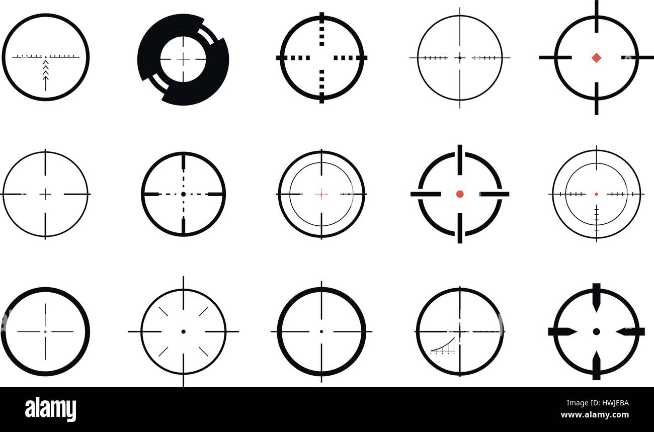 Sniper sight, symbol. Crosshair, target set of icons. Vector illustration Stock Vector