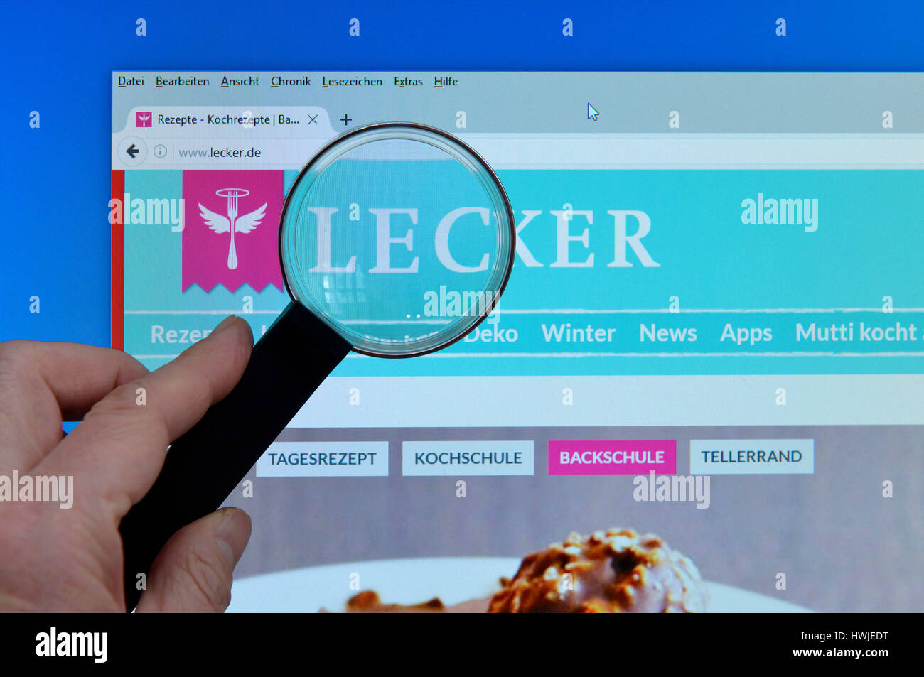 lecker.de, Website, Bildschirm, Lupe Stock Photo