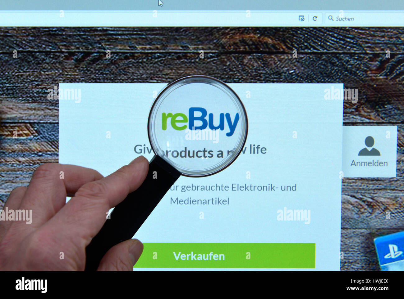 rebuy.de, Website, Bildschirm, Lupe Stock Photo