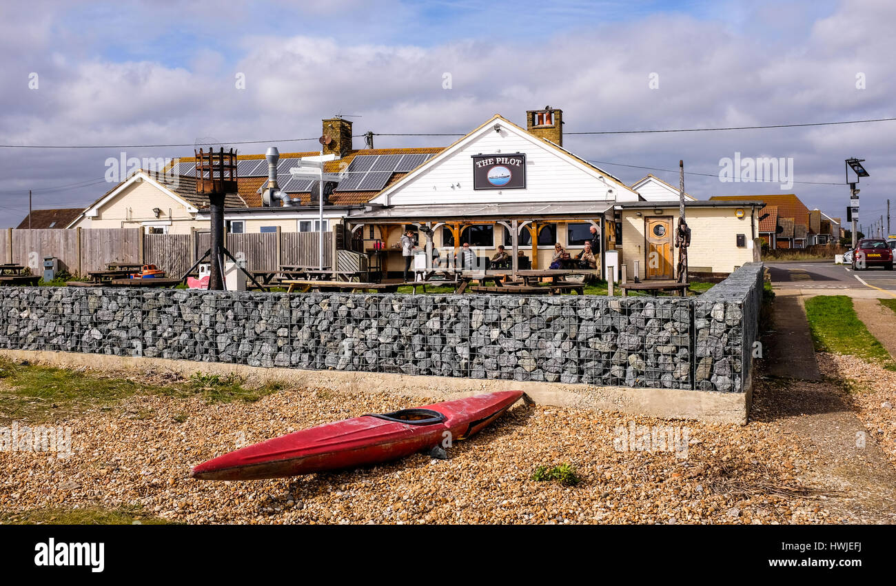 The well known Pilot pub and restuarant serving traditional fish and Chips  at Romney Marsh Greatstone Dungeness Kent UK Stock Photo - Alamy
