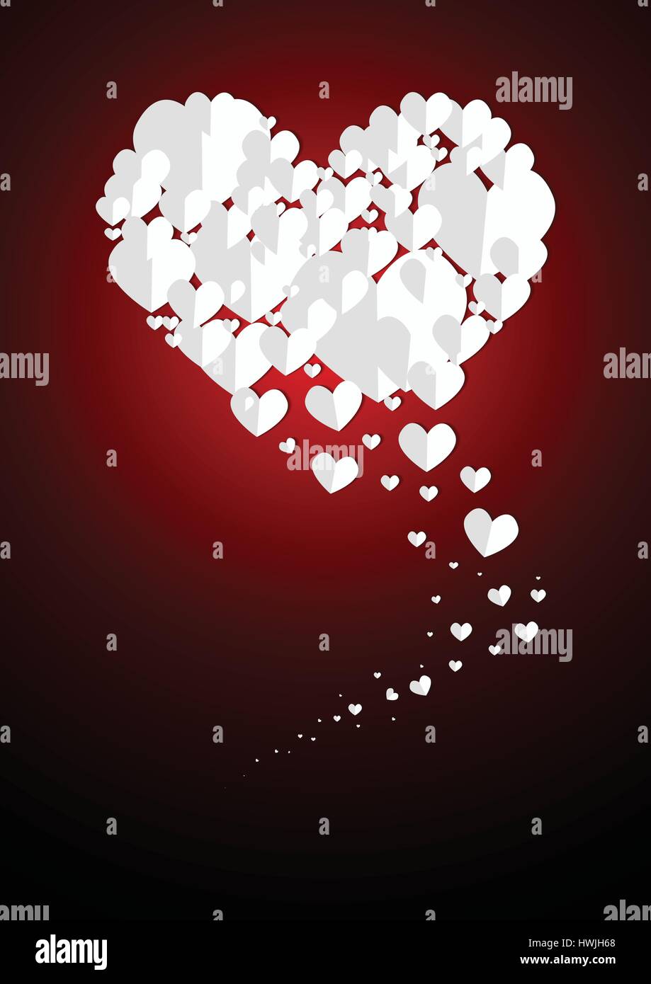 Vector : Flying paper hearts on red background Stock Vector Image & Art ...