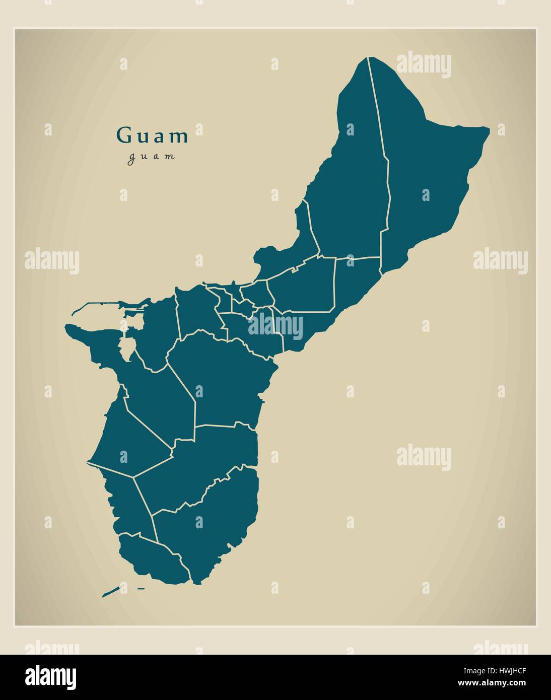 Guam Zip Code Map Modern Map - Guam With Districts Gu Stock Vector Image & Art - Alamy