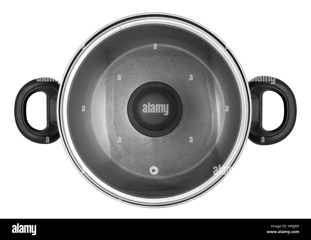 Pan with lid isolated on white background. View from above Stock Photo