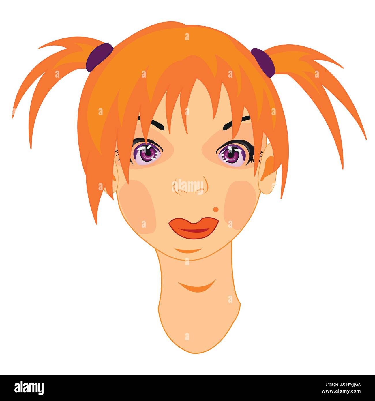 Girl teenager with redheads hair and pigtail Stock Vector