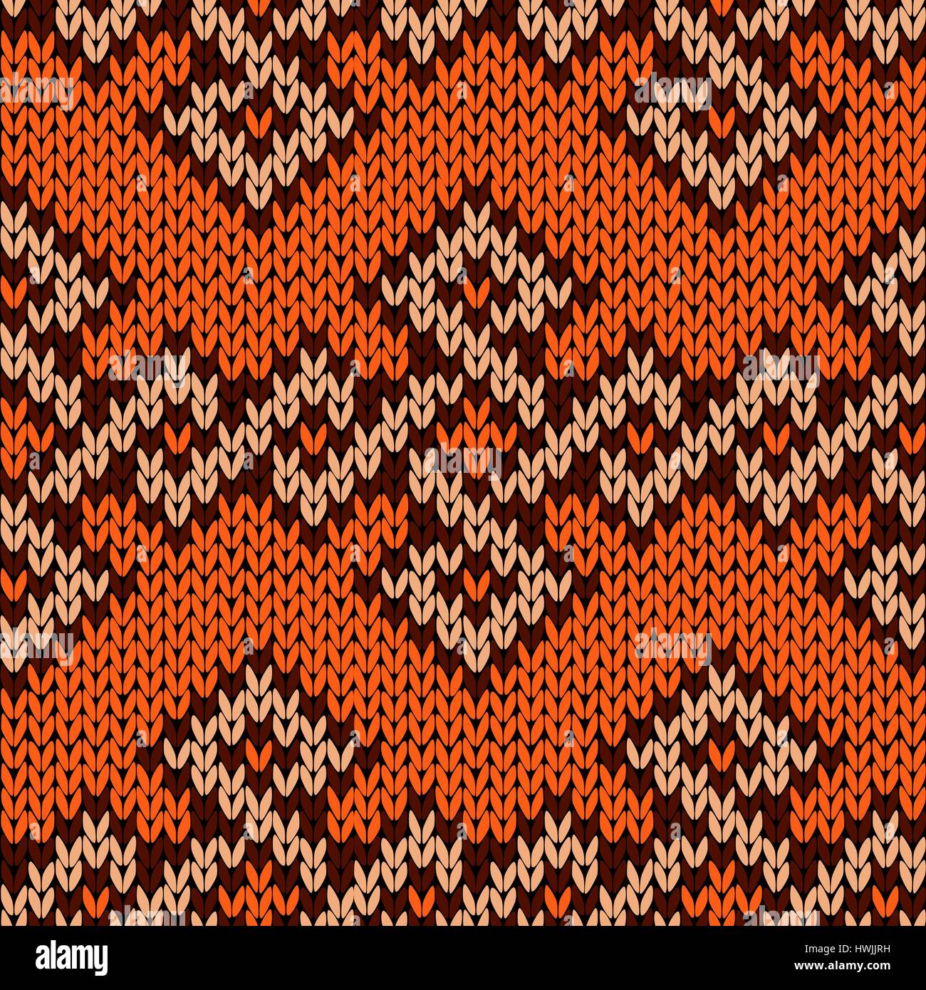 Ethnic Ornate Knitting Seamless Vector Pattern In Orange Brown And Beige Colours As A Fabric Texture Stock Vector Image Art Alamy