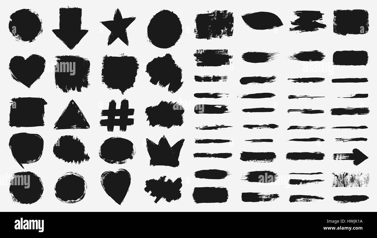 Set of grunge brush strokes. Vector illustration of black grunge