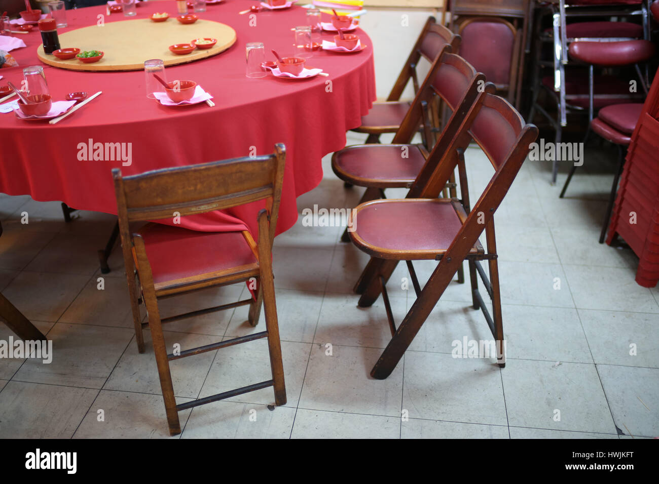 Wooden furnitures in a chinese restaurant Stock Photo Alamy