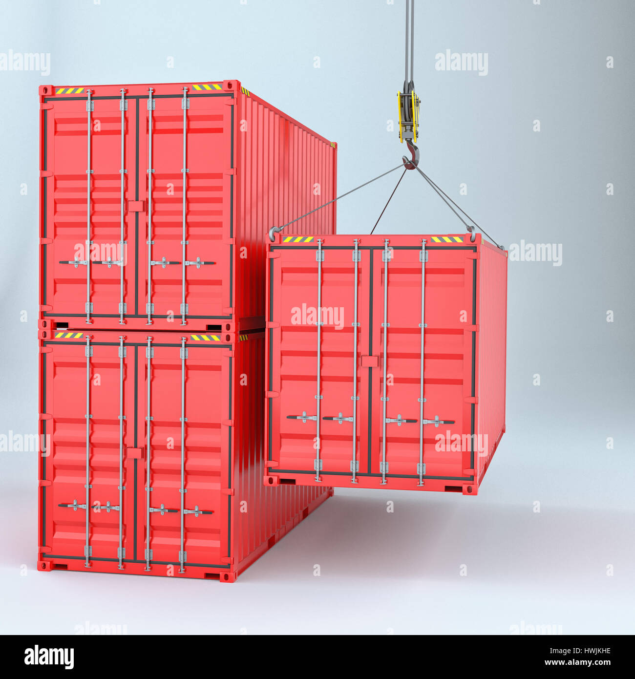 Shipping containers with crane hook Stock Photo Alamy
