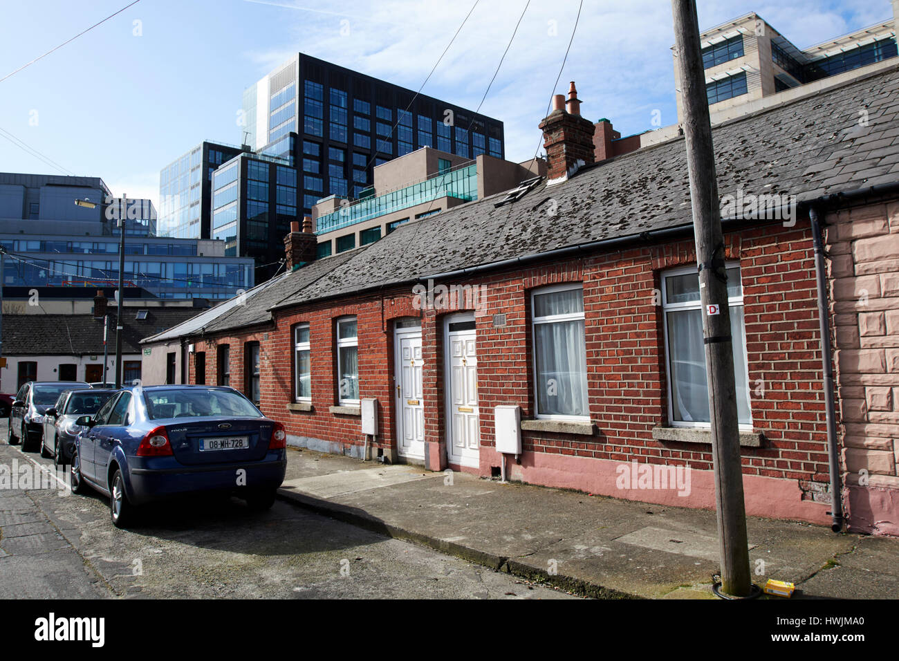 south dock street in south lotts ringsend with google docks in the background Dublin Republic of Ireland Stock Photo