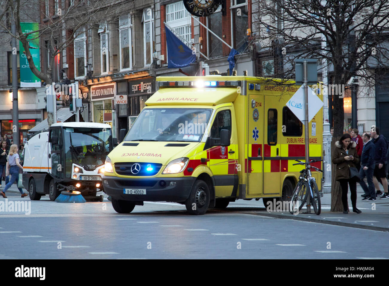 Dublin fire brigade emergency ambulance on oconnell street dublin