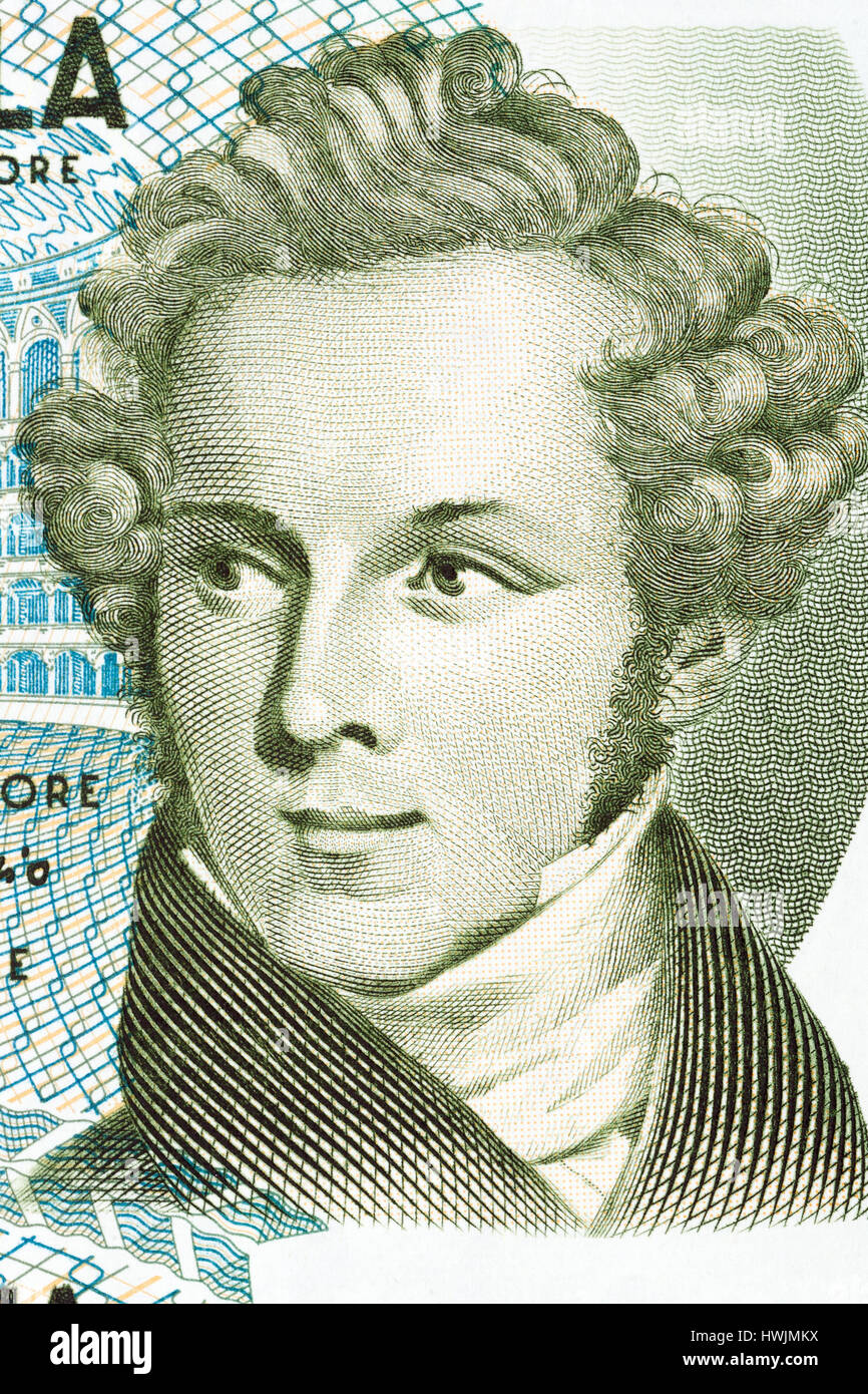 Vincenzo Bellini portrait from Italian money Stock Photo