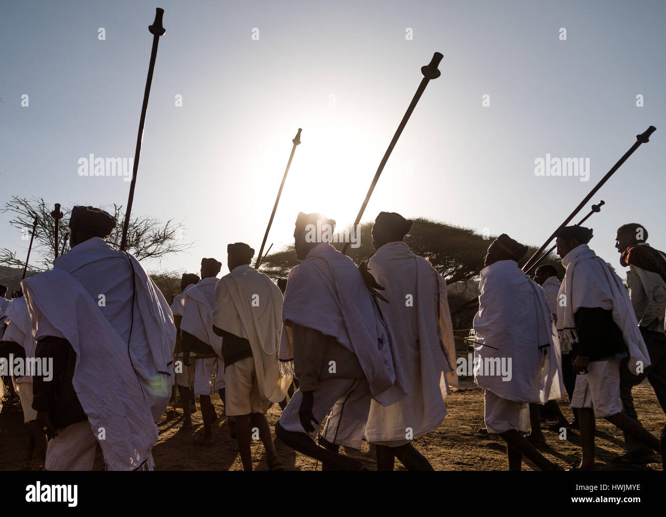 Borana tribe men with their ororo sticks during the Gada system ...