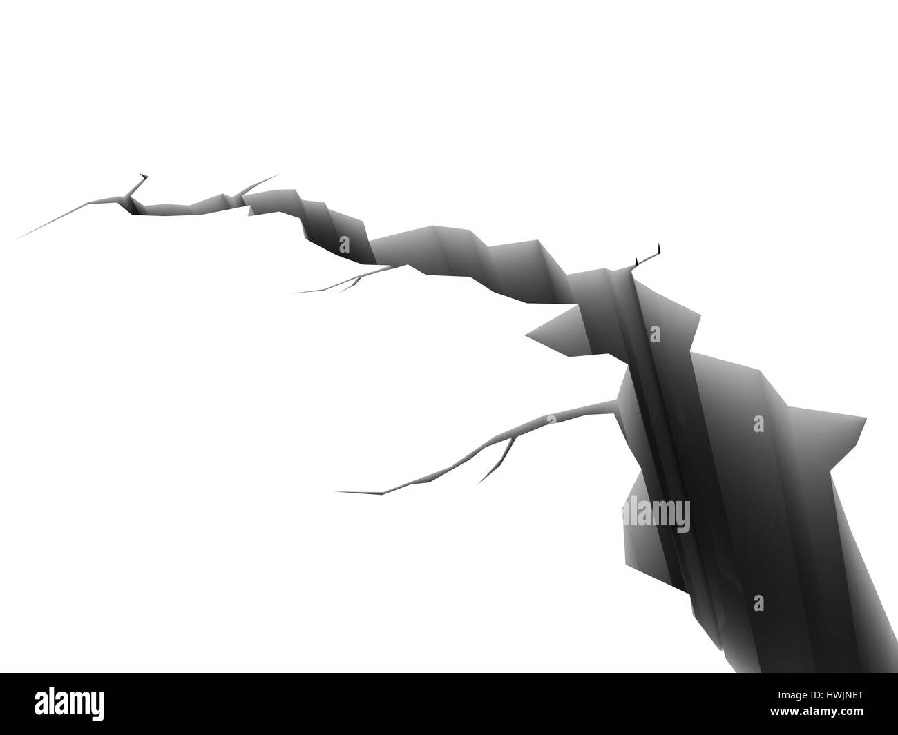 abstract 3d illustration of crack isolated over white Stock Photo - Alamy