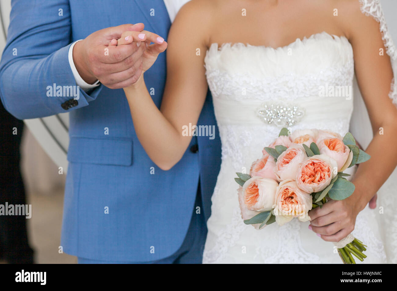 Young wedding couple. Groom and bride together. Stock Photo