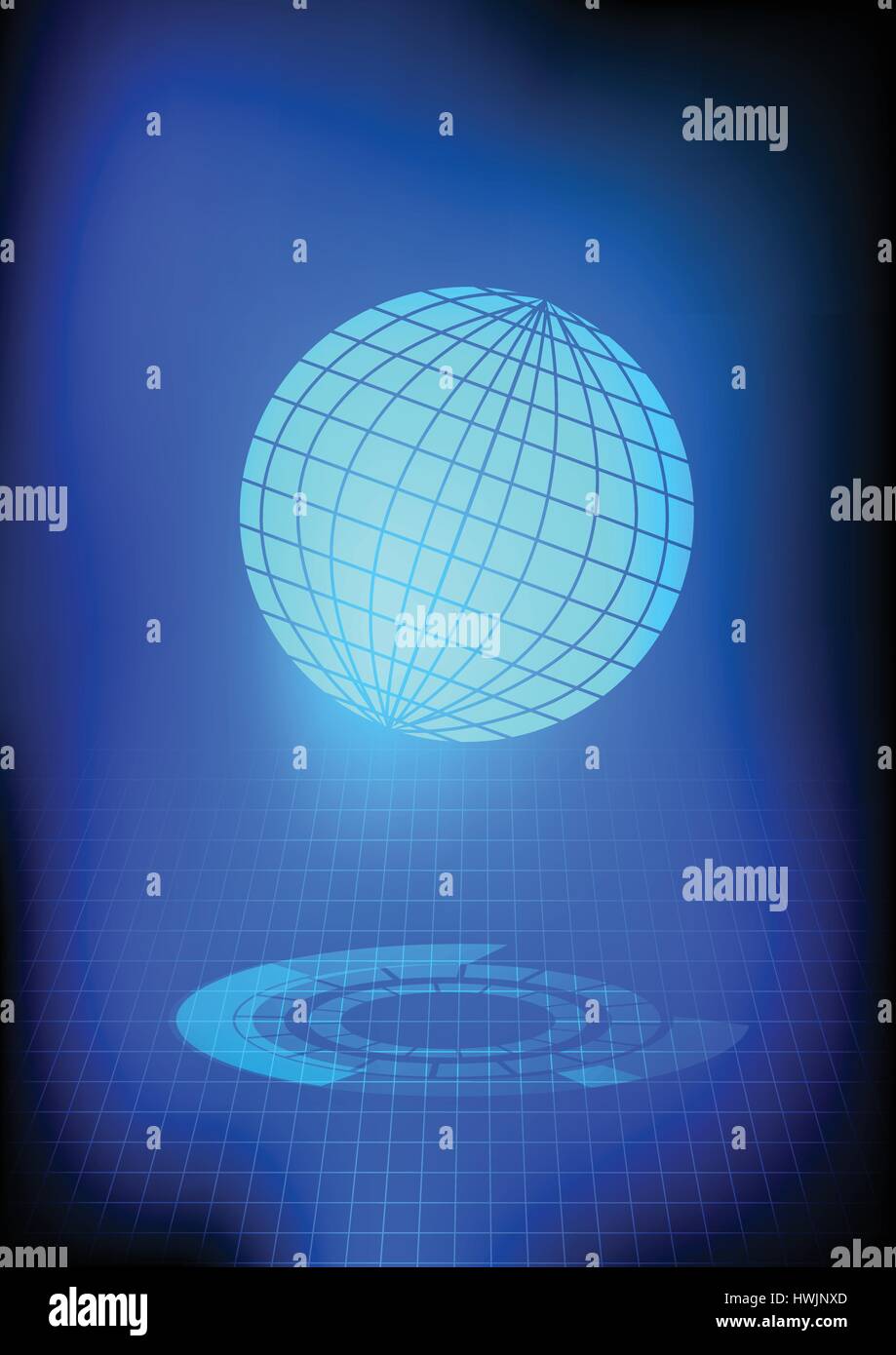 Vector : World with abstract circle on blue technology background Stock ...