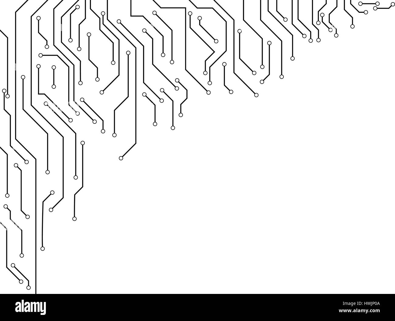Vector Electronic circuit border on white background Stock Vector