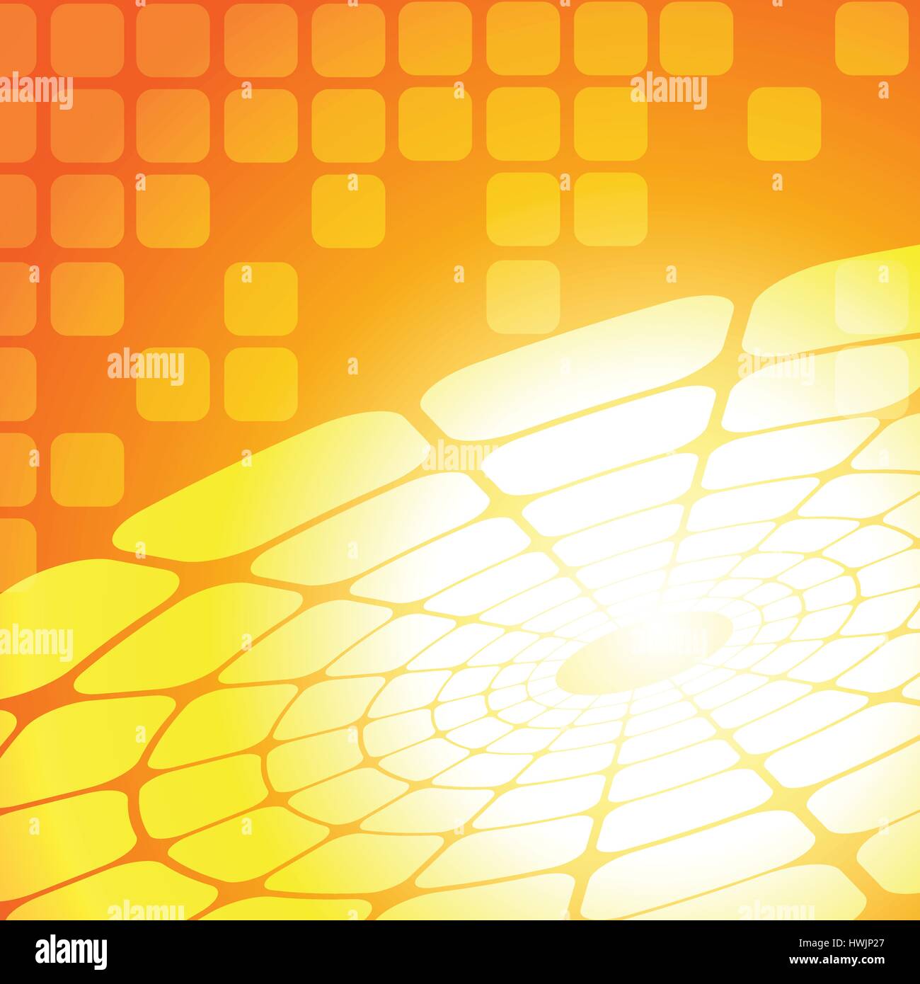 Vector : Abstract circle and square on orange and yellow background ...