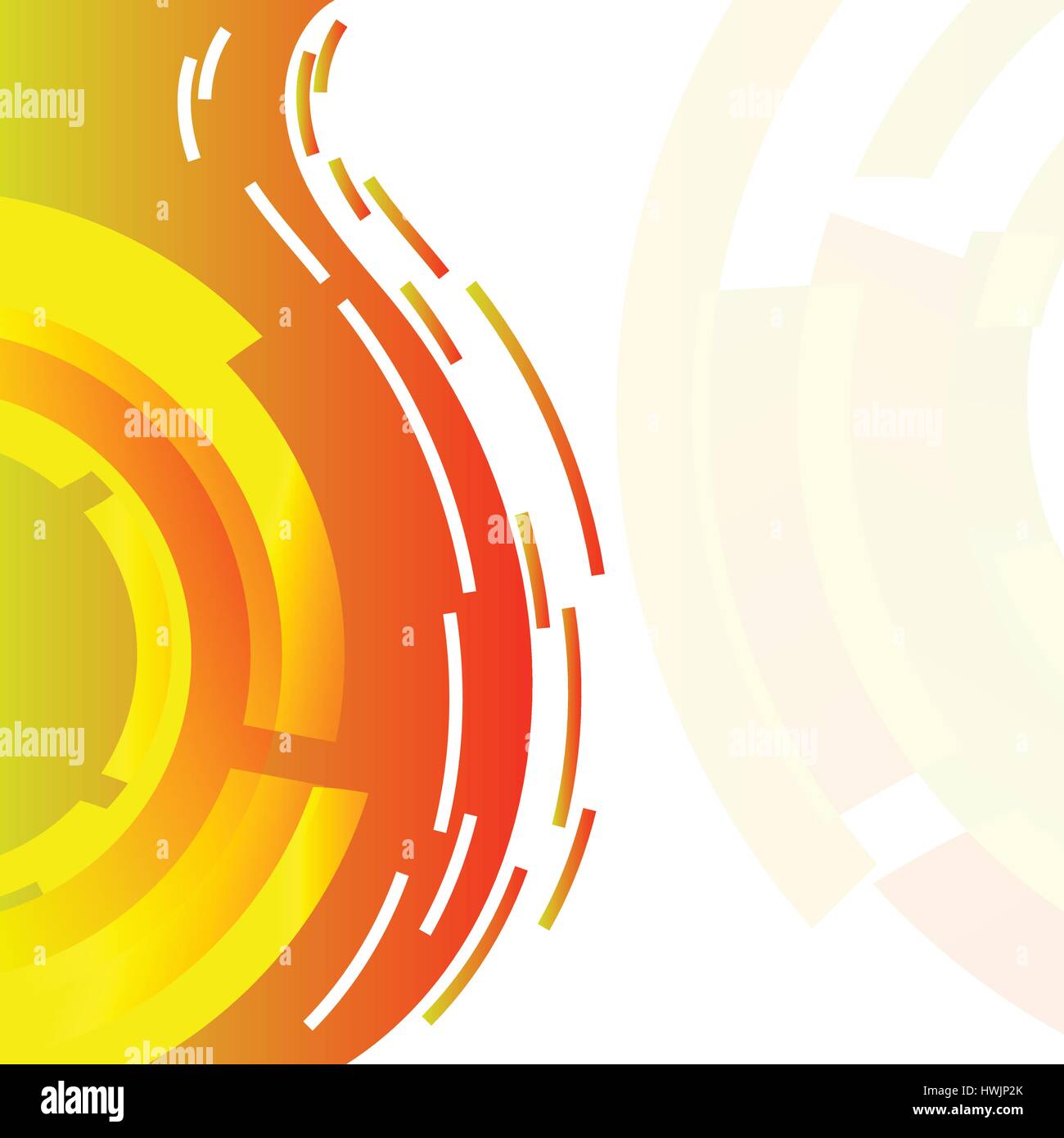 Vector : Abstract yellow and orange circle and curve on white ...