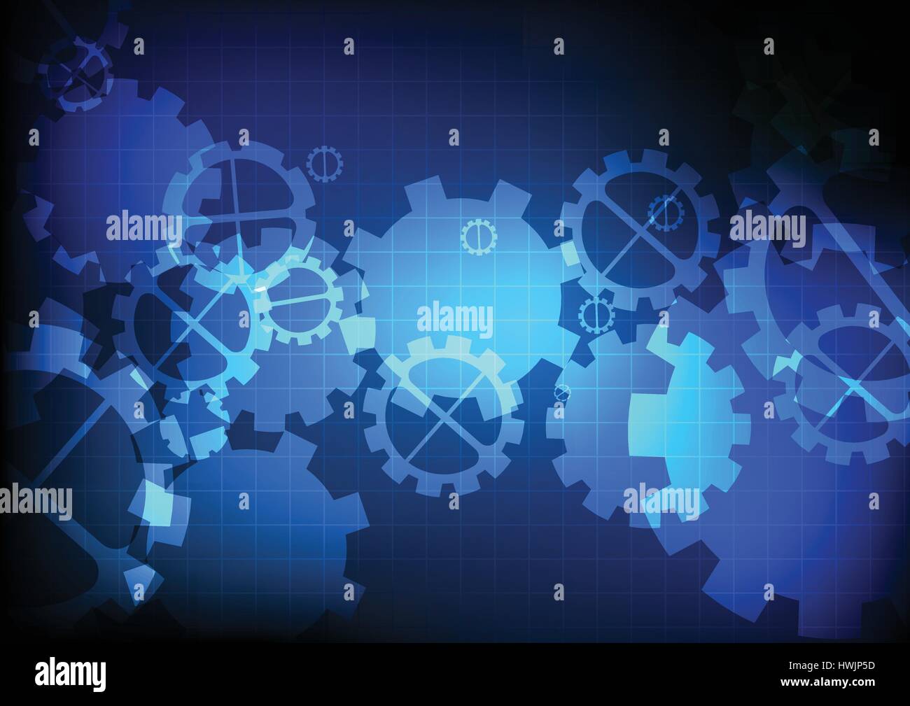 Vector : Gears on grid blue background Stock Vector Image & Art - Alamy