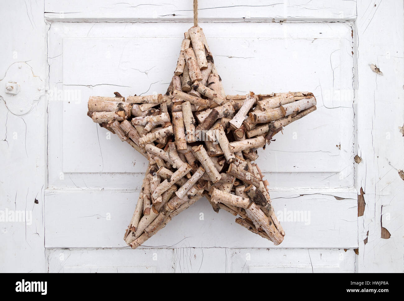 Decoration star made of short branches Stock Photo